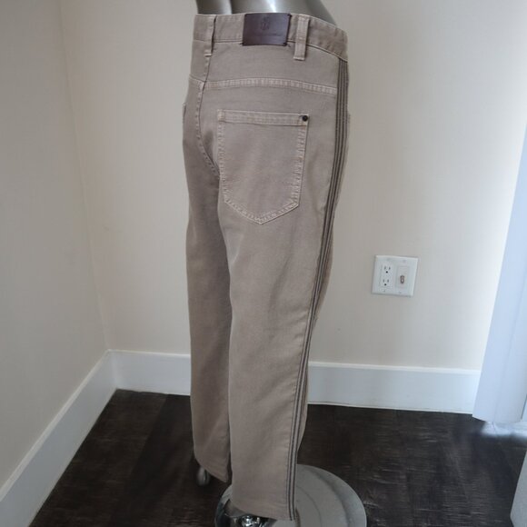 Brunello Cucinelli Jeans Monili Track Khaki Denim Wide Leg Relaxed 31x27 Size 4 - Picture 6 of 11